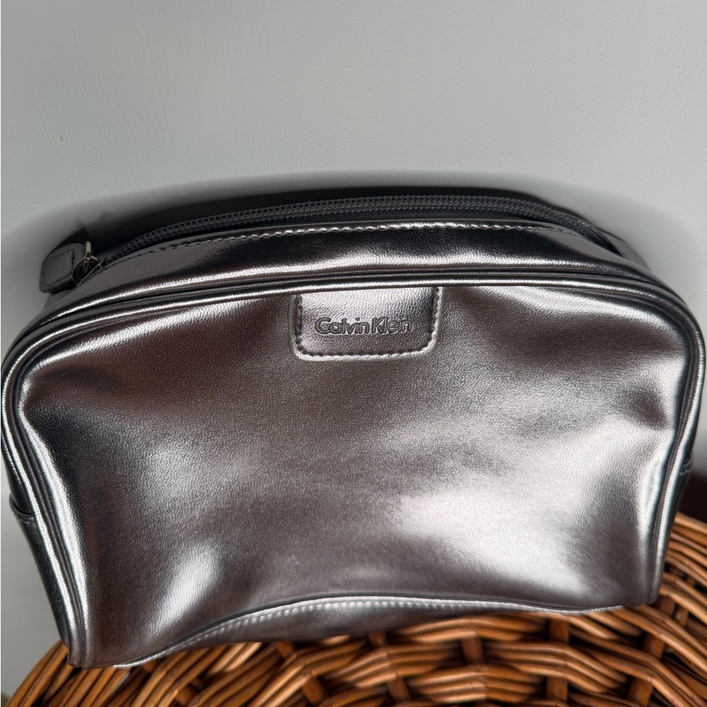 Calvin Klein Metallic Silver Toiletry Bag